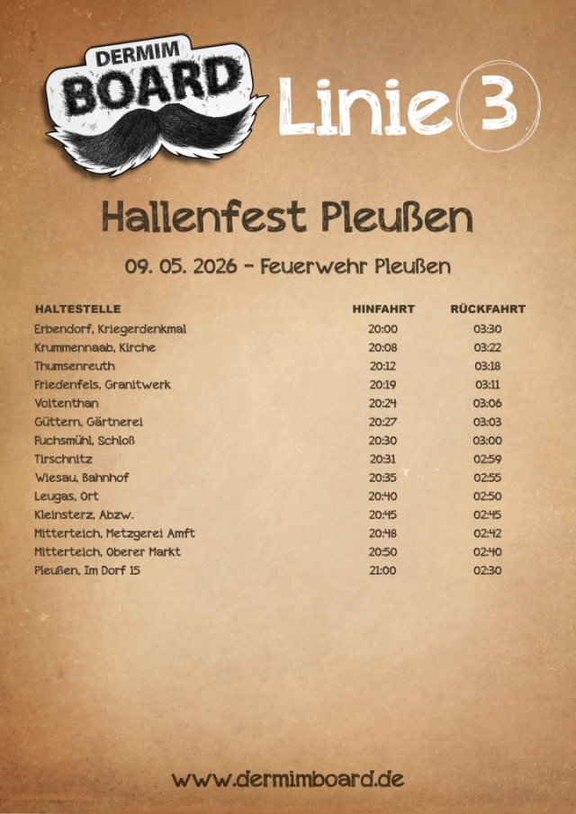 Hallenfest Pleussen 2026 Linie 3